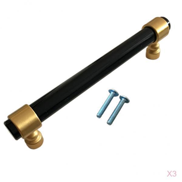 3xAcrylic Rod Bar Door Handles Drawer Cabinet Pull Knob Brushed Black 153mm