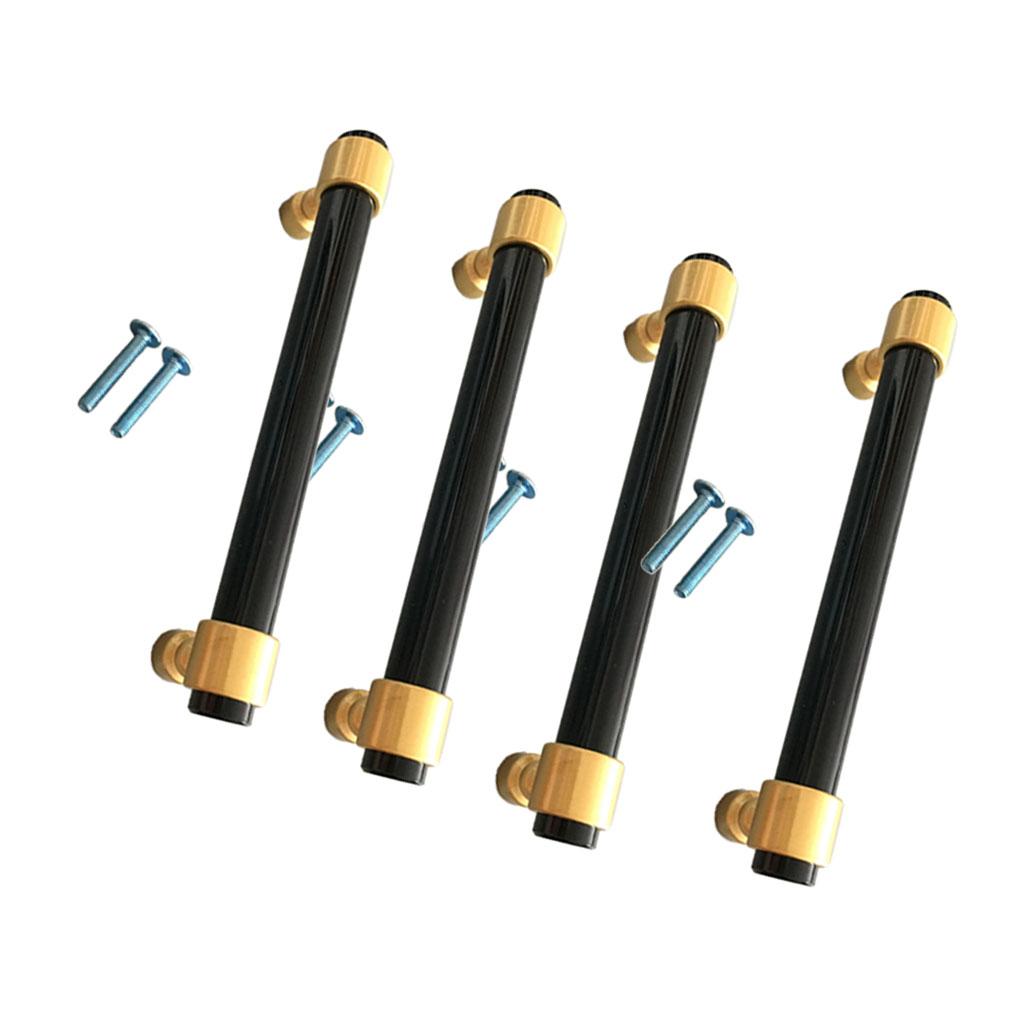 4xAcrylic Rod Bar Door Handles Drawer Cabinet Pull Knob Brushed Black 153mm