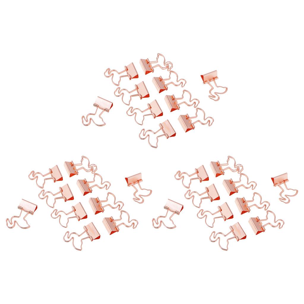 30 Pieces Cute Flamingo Metal Foldback Binder Clips Stationary Paper Clips