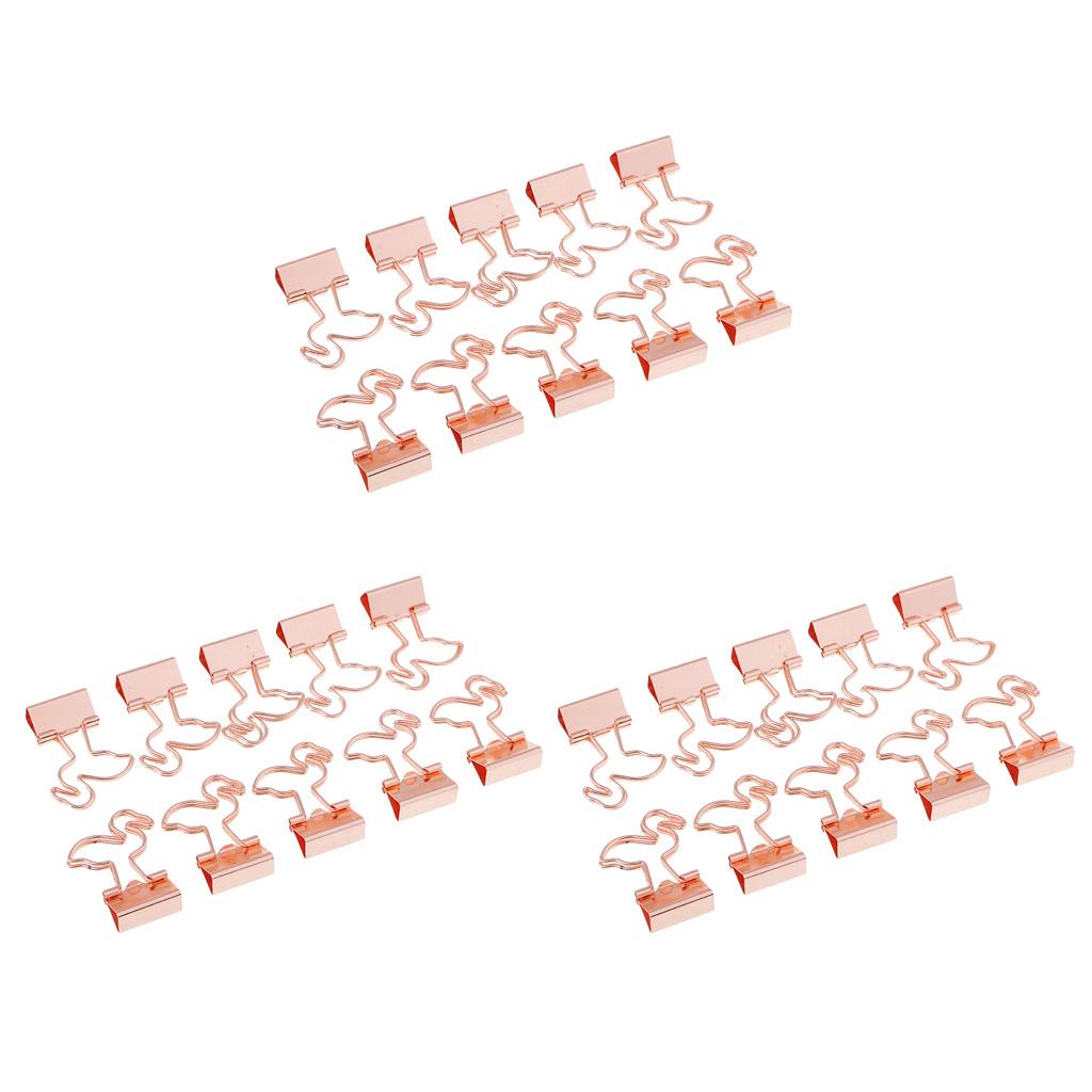30 Pieces Cute Flamingo Metal Foldback Binder Clips Stationary Paper Clips