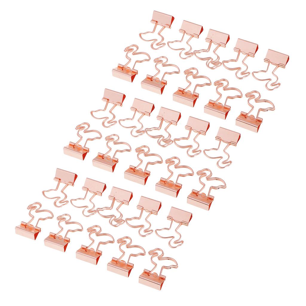 30 Pieces Cute Flamingo Metal Foldback Binder Clips Stationary Paper Clips