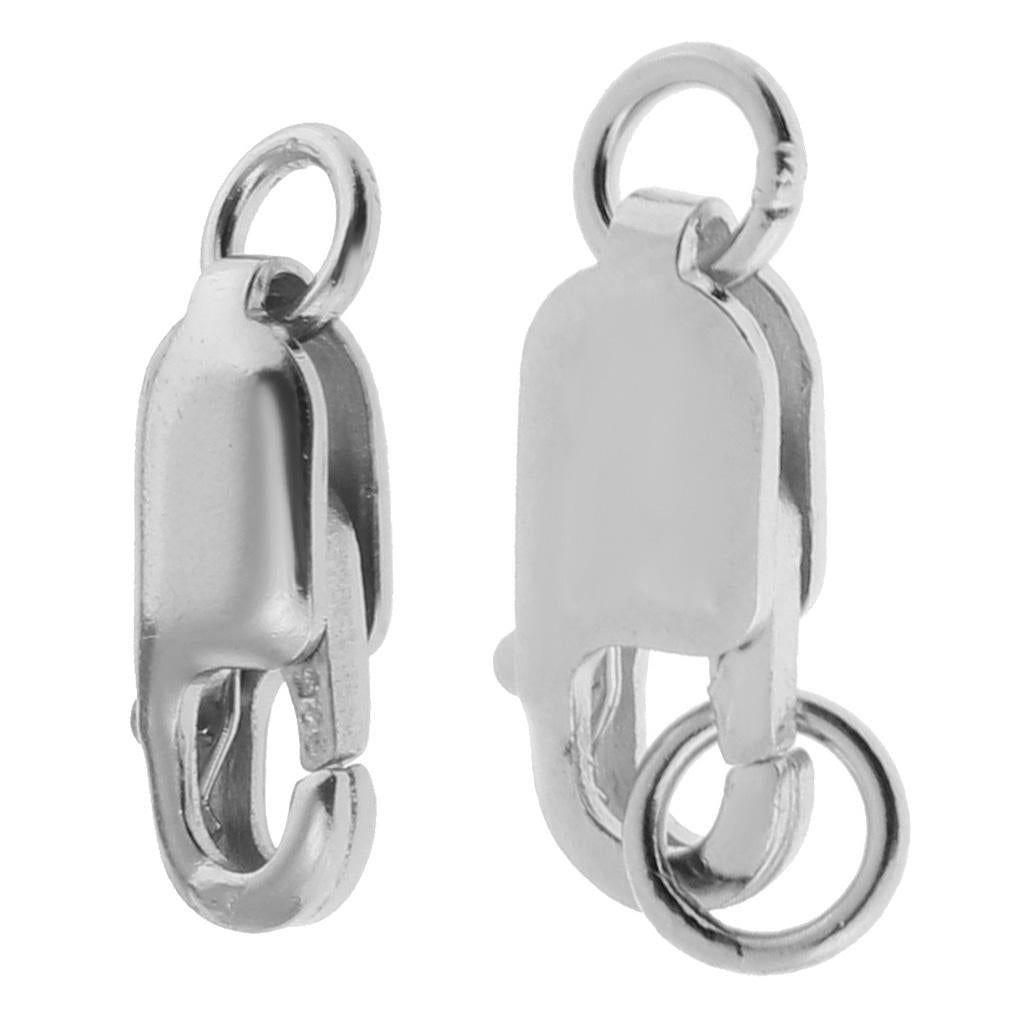 2 Pieces 925 Sterling Lobster Clasp Split Ring Jewelry Keychain DIY Platinum