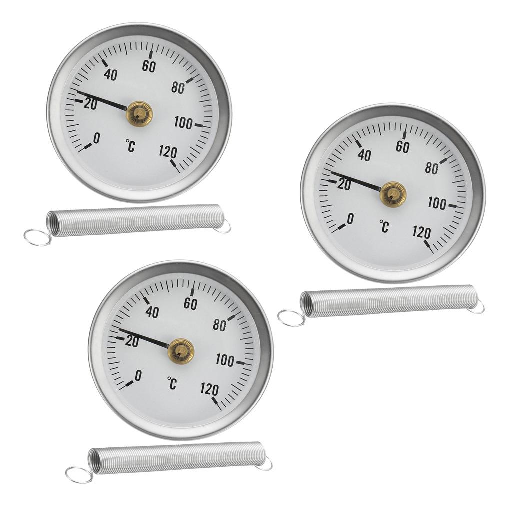 3PCS 63mm Clip-on Pipe Thermometer Temperature Gauge With Spring
