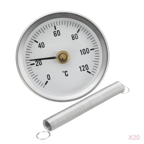 20PCS 63mm Clip-on Pipe Thermometer Temperature Gauge With Spring