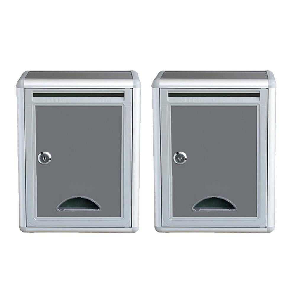 2xOutdoor Security Locking Mailbox Letter Box Suggestion Box Newspaper Box