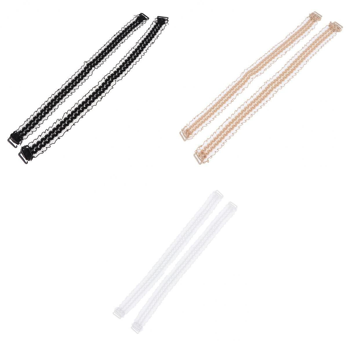 3 Pairs Womens Elastic Lace Bra Straps Non-slip Shoulder Strap Replacement