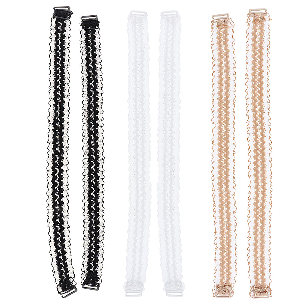 3 Pairs Womens Elastic Lace Bra Straps Non-slip Shoulder Strap Replacement