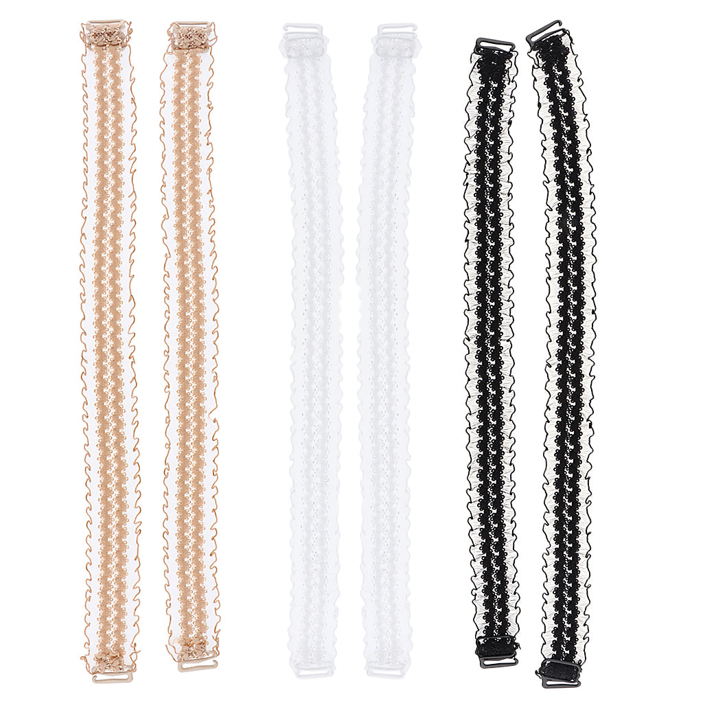 3 Pairs Womens Elastic Lace Bra Straps Non-slip Shoulder Strap Replacement