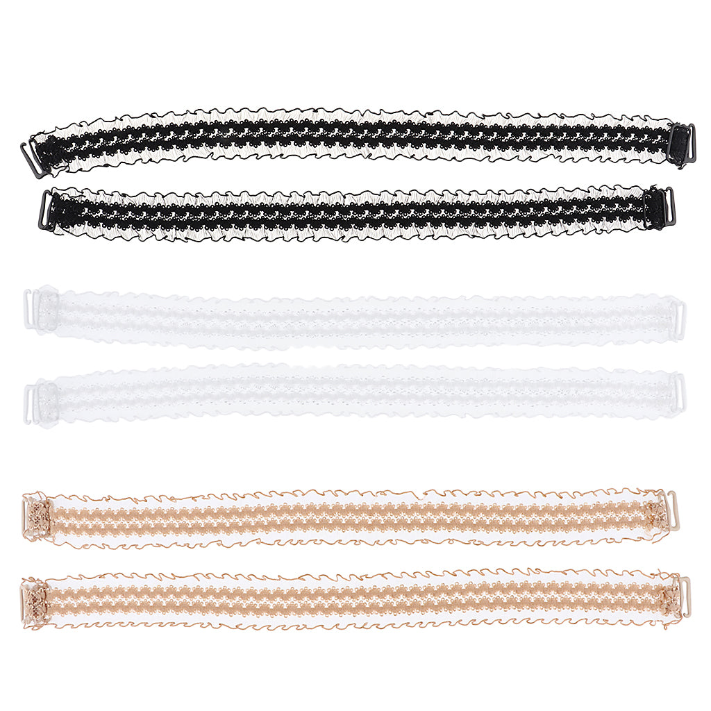 3 Pairs Womens Elastic Lace Bra Straps Non-slip Shoulder Strap Replacement