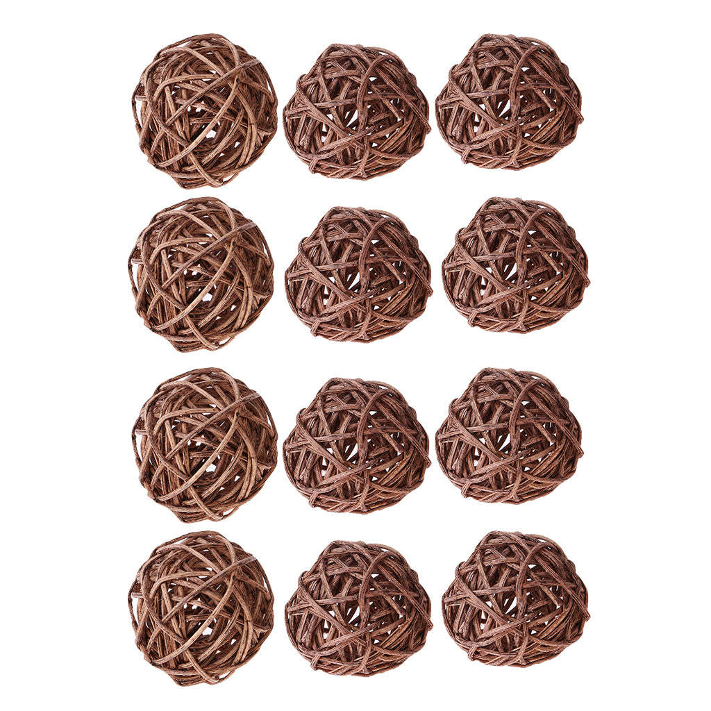 12x Wicker Rattan Ball Twig Orbs Balls DIY Ornaments Crafts Gift 7cm Coffee