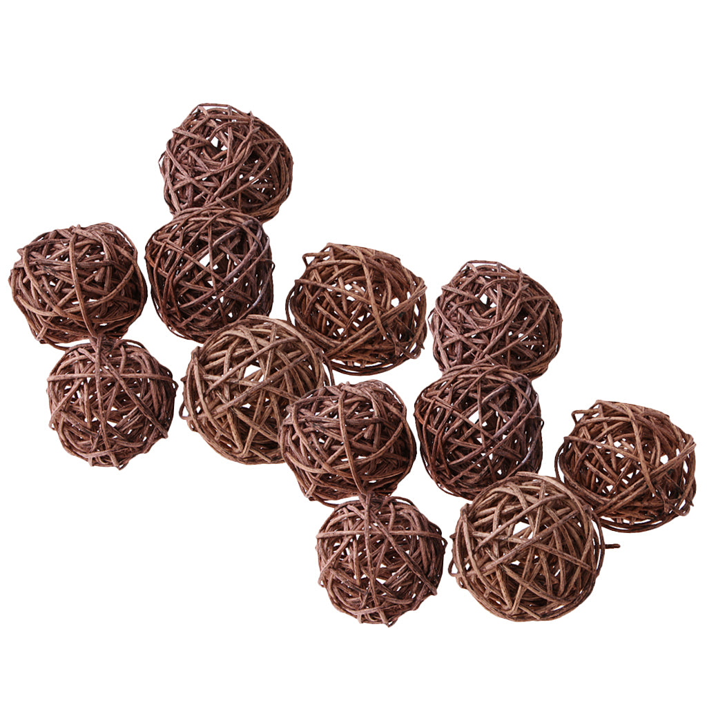 12x Wicker Rattan Ball Twig Orbs Balls DIY Ornaments Crafts Gift 7cm Coffee