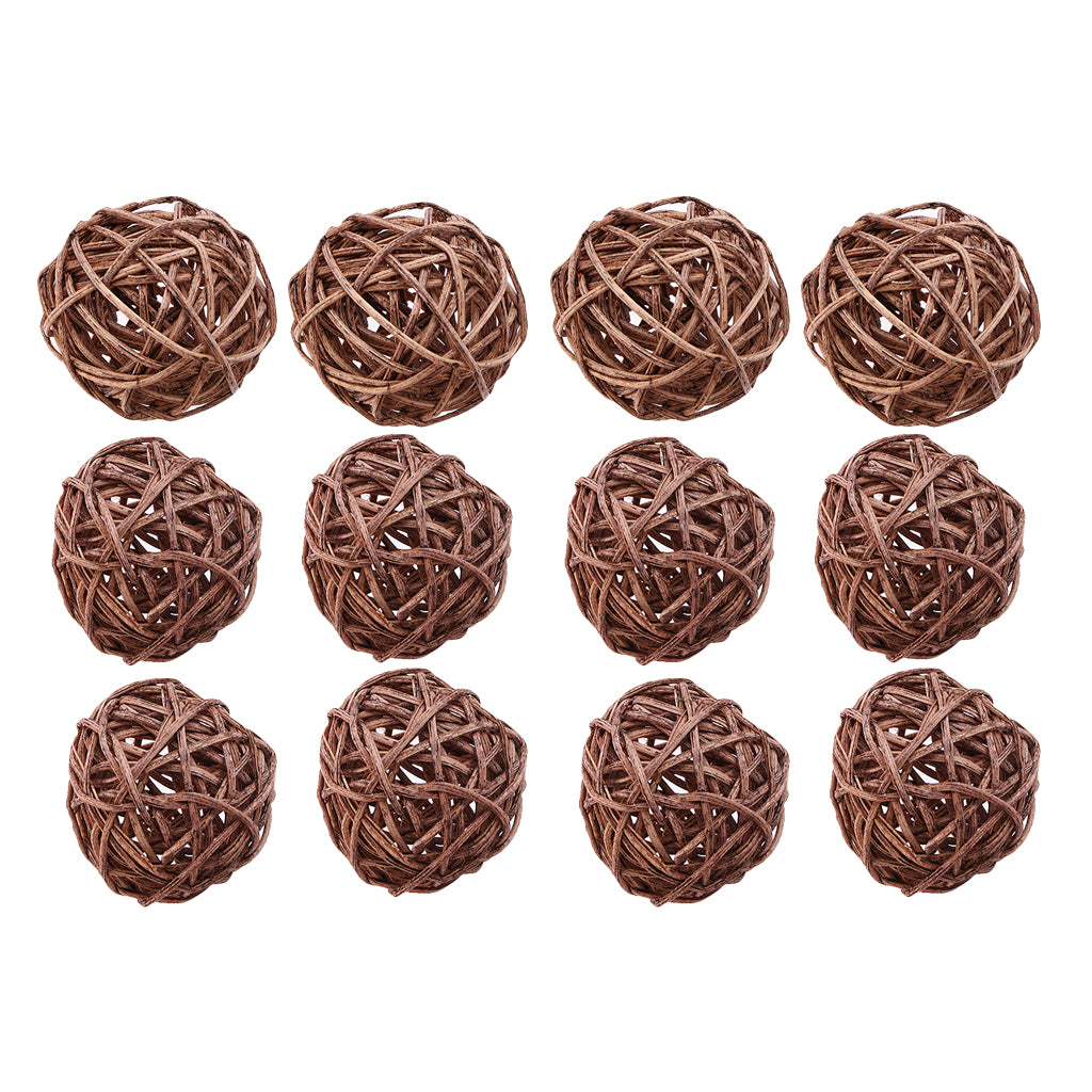 12x Wicker Rattan Ball Twig Orbs Balls DIY Ornaments Crafts Gift 7cm Coffee
