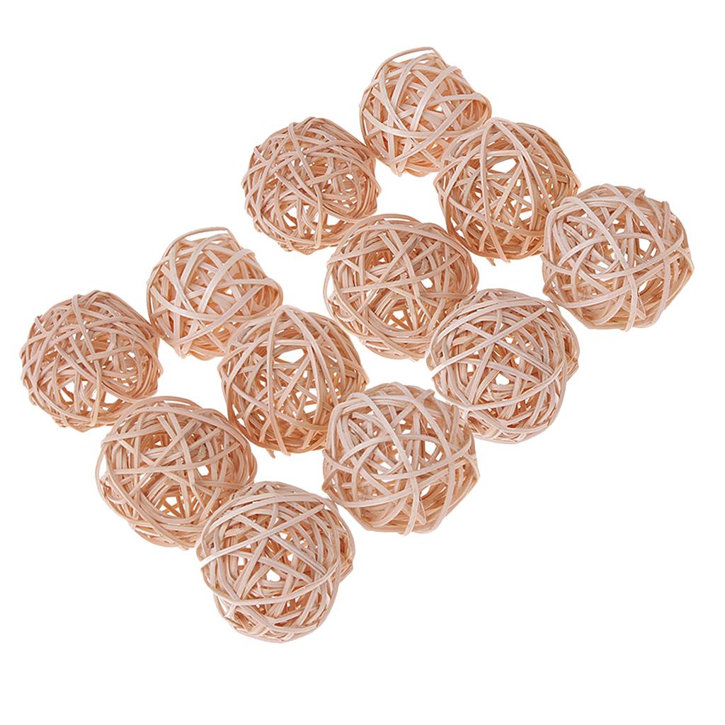 12x Wicker Rattan Ball Twig Orbs Balls DIY Ornaments Crafts Gift 7cm natural