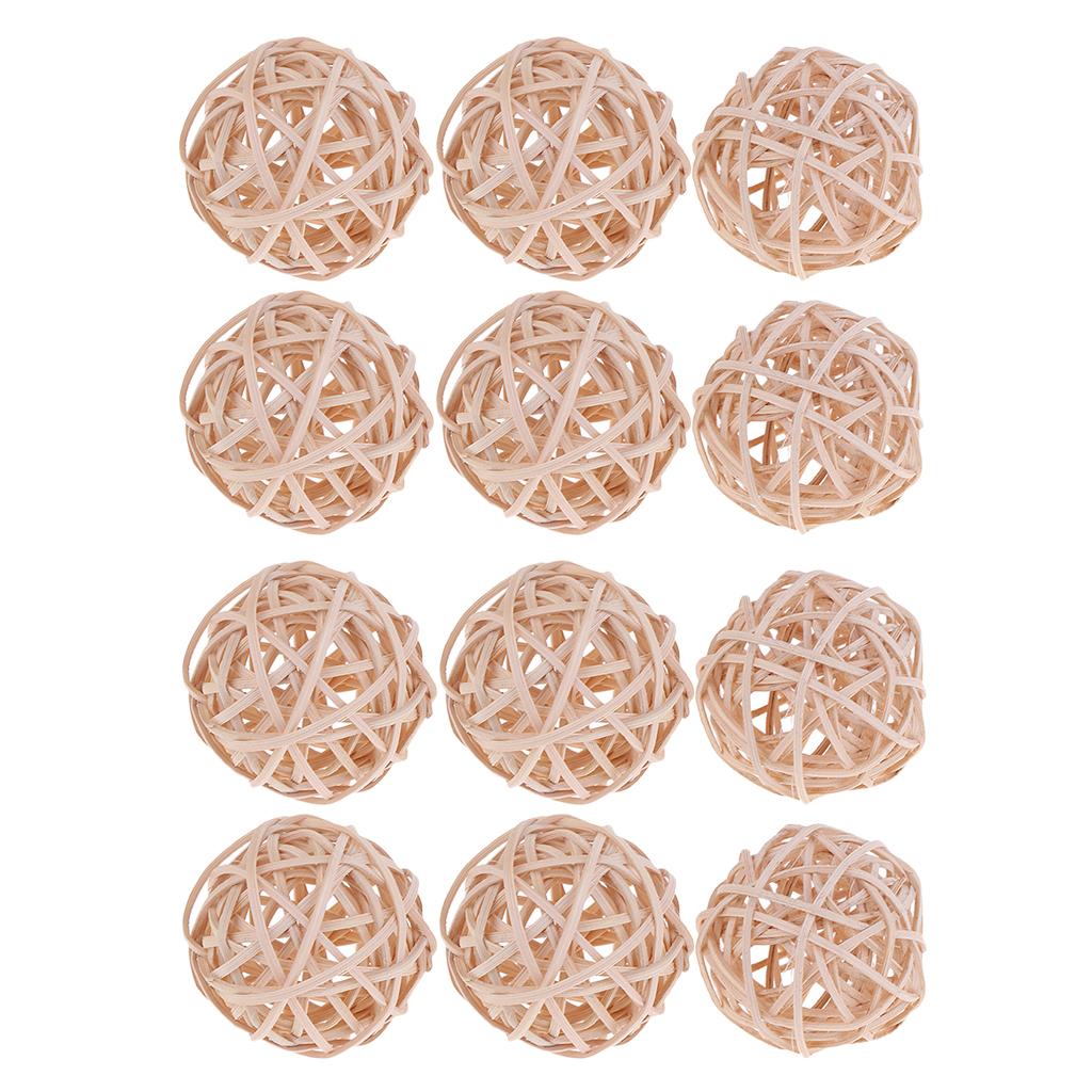 12x Wicker Rattan Ball Twig Orbs Balls DIY Ornaments Crafts Gift 7cm natural