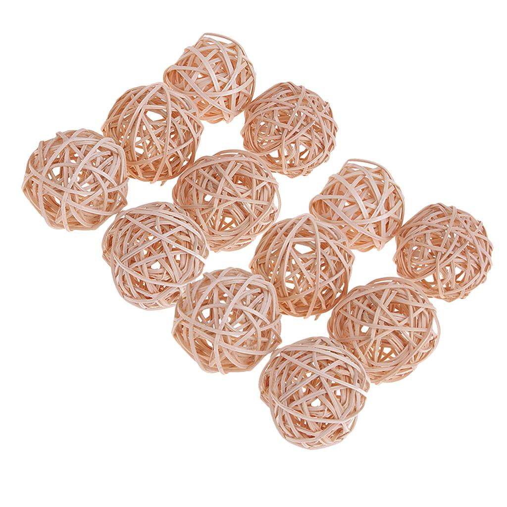 12x Wicker Rattan Ball Twig Orbs Balls DIY Ornaments Crafts Gift 7cm natural