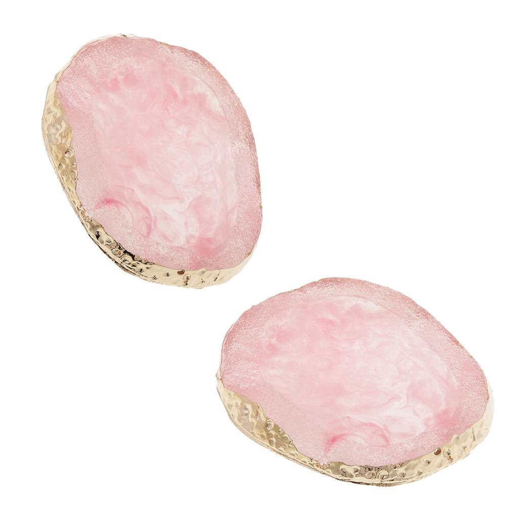 2x Resin Imitation agate nail art Palette drink coaster cup mat decors pink