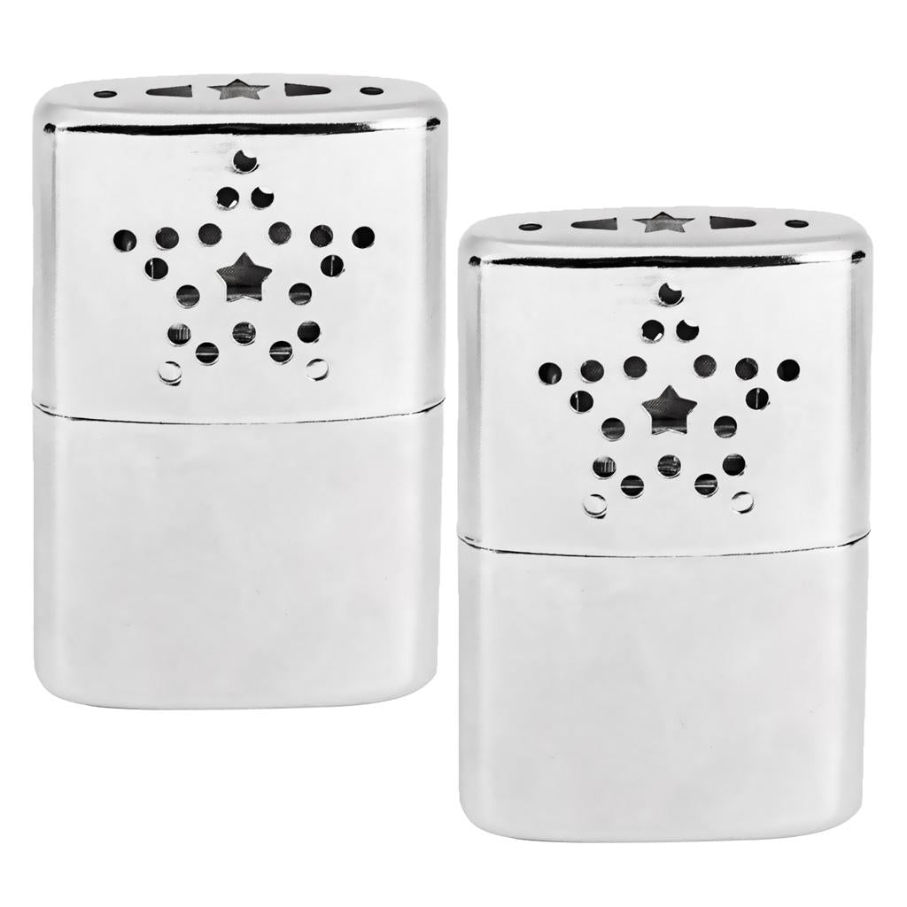 2x Stainless Steel Reusable Pocket Heater Hand Warmer Handwarmers with Pouch