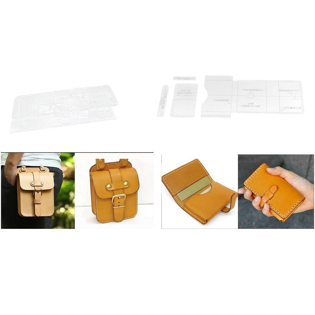13Pcs Leather Craft Acrylic Stencil Template Wallet Purse HandBag Pattern