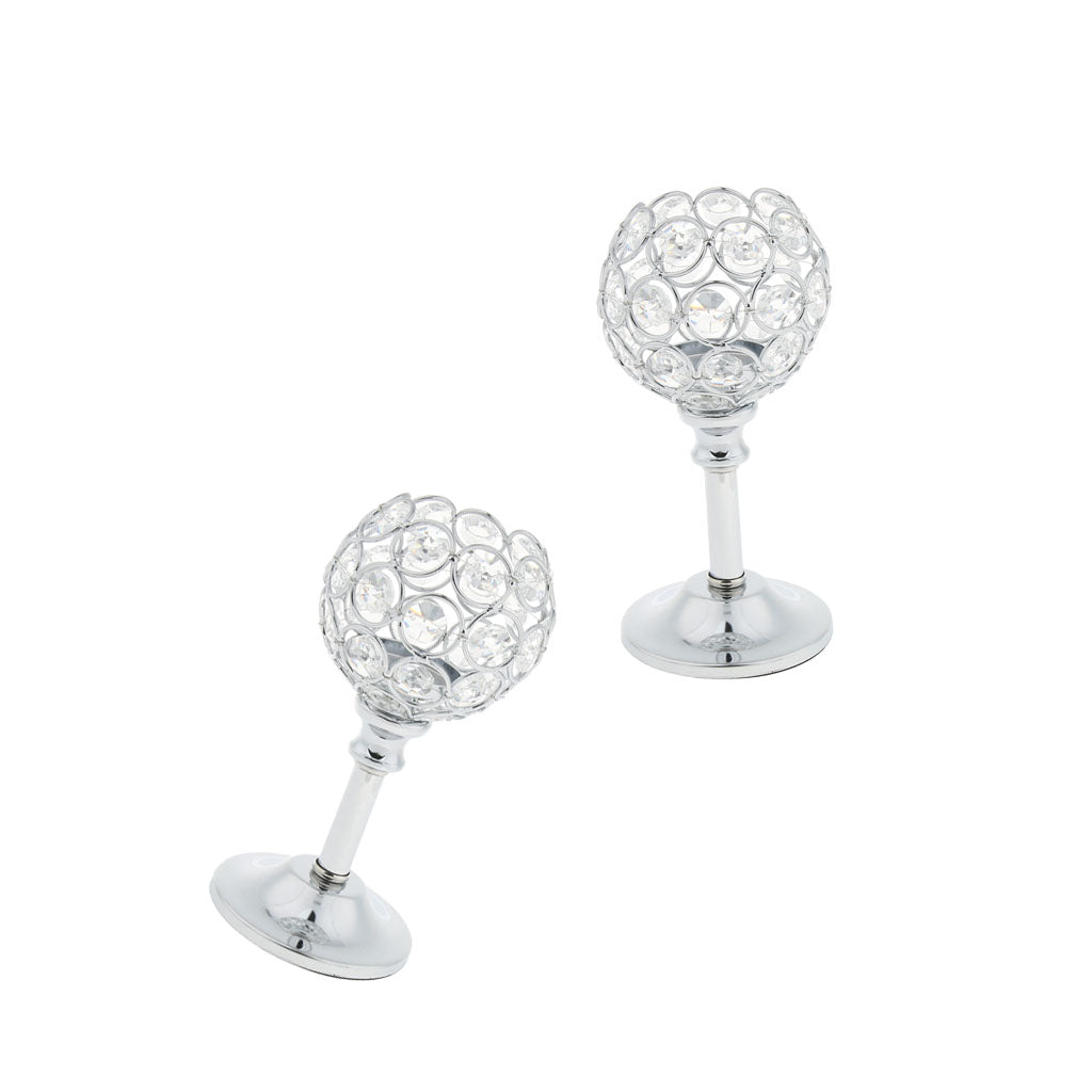 2xMosaic Crystal Candle Holder Tea Light Stand Candelabra Silver - S