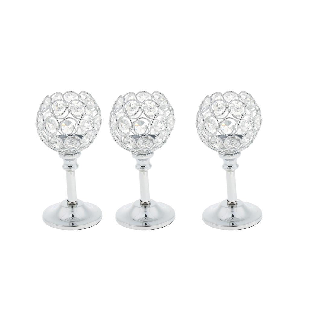3xMosaic Crystal Candle Holder Tea Light Stand Candelabra Silver - S