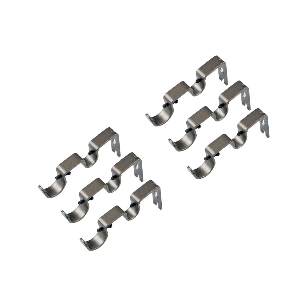 6Pcs Adjustable Metal Curtain Pole Rod Wall Bracket Holder Gray