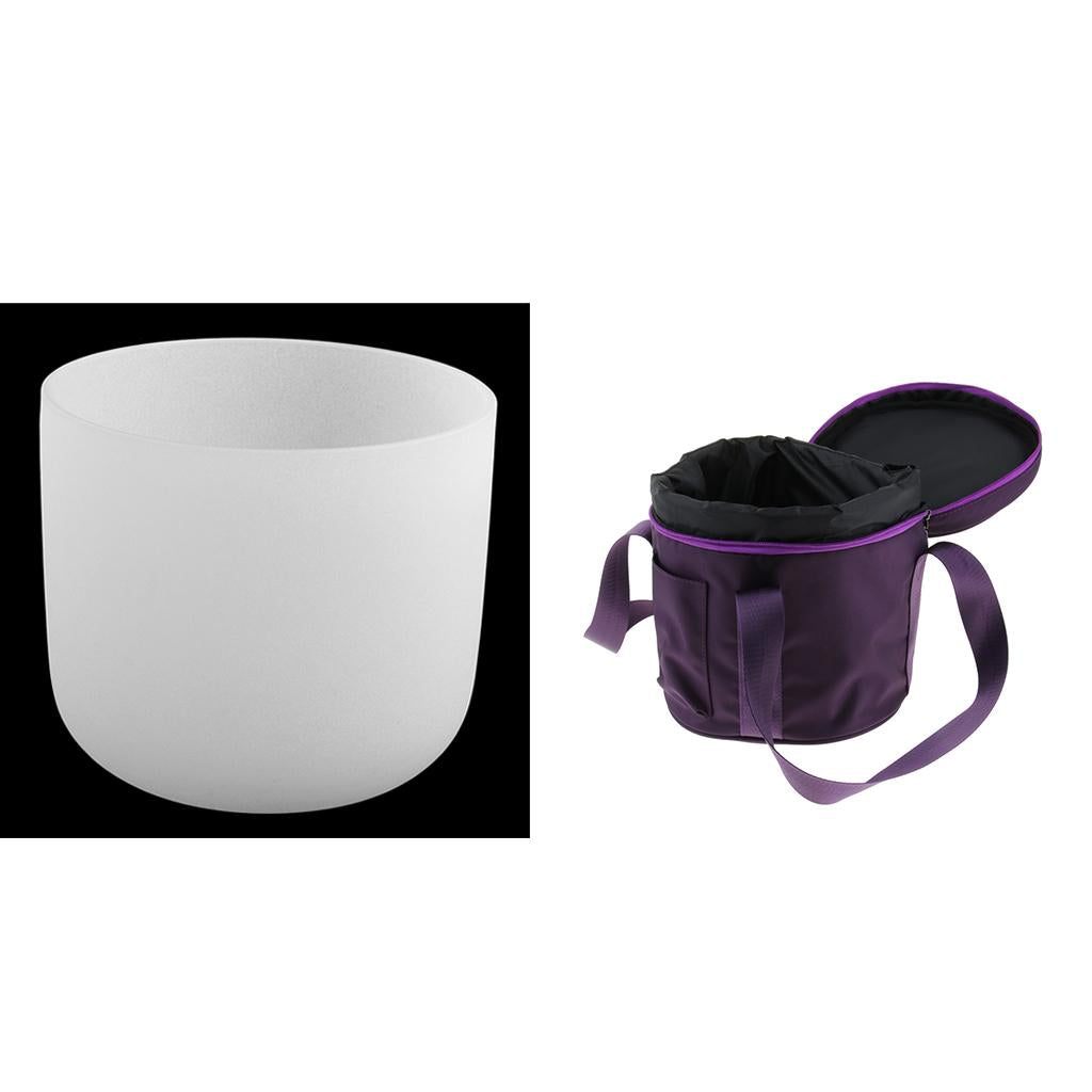 8 Inch Crystal Singing Bowl C Note white+Thicken Singing Bowl Carry Bag Case