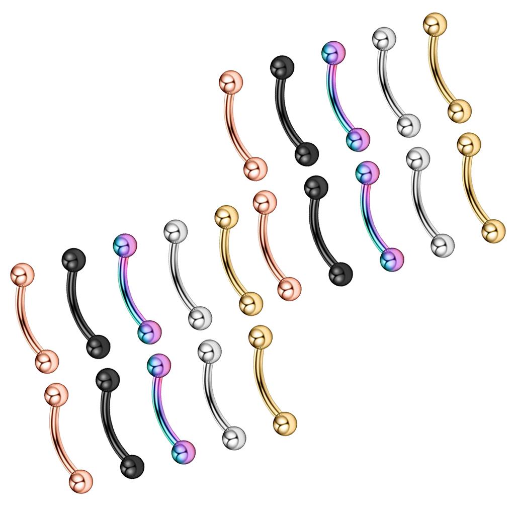 20 Piece Color Assorted 16G Stainless Steel Eyebrow Ear Lip Navel Ring