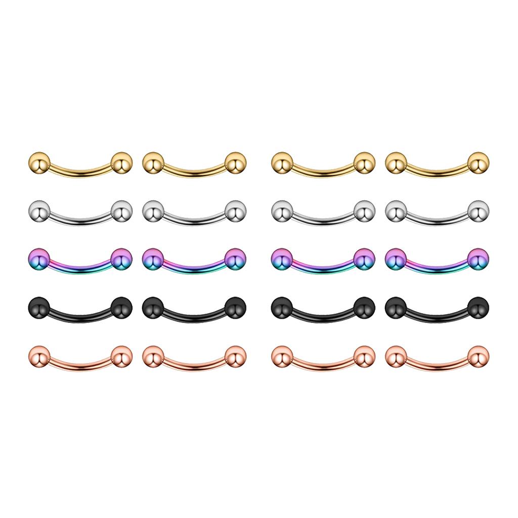 20 Piece Color Assorted 16G Stainless Steel Eyebrow Ear Lip Navel Ring