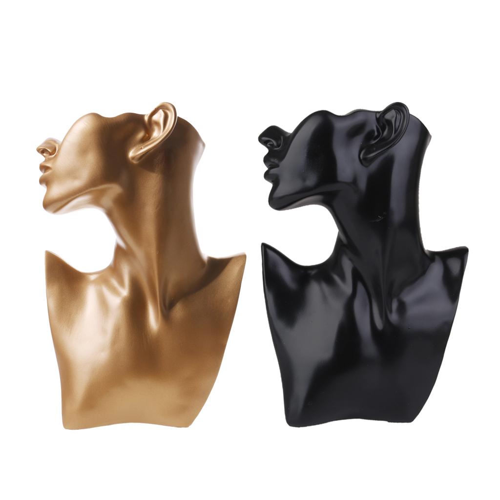2pcs Resin Mannequin Bust Jewelry Necklace Earring Display Showcase Standing