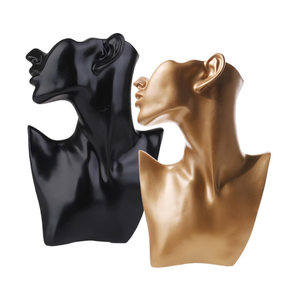 2pcs Resin Mannequin Bust Jewelry Necklace Earring Display Showcase Standing