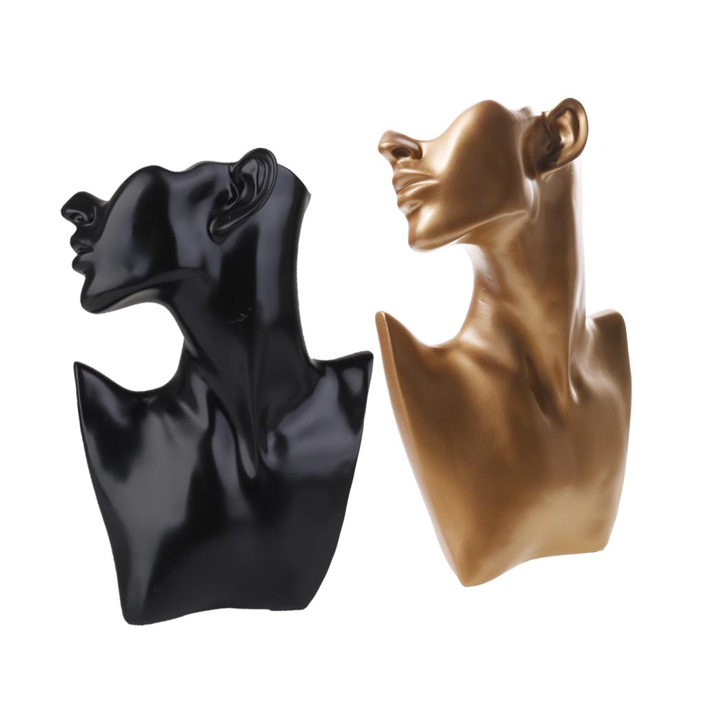 2pcs Resin Mannequin Bust Jewelry Necklace Earring Display Showcase Standing