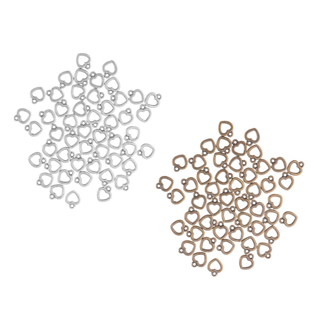 100 Pieces Hollow Mini Heart Charms DIY Crafts Necklace Earring Findings