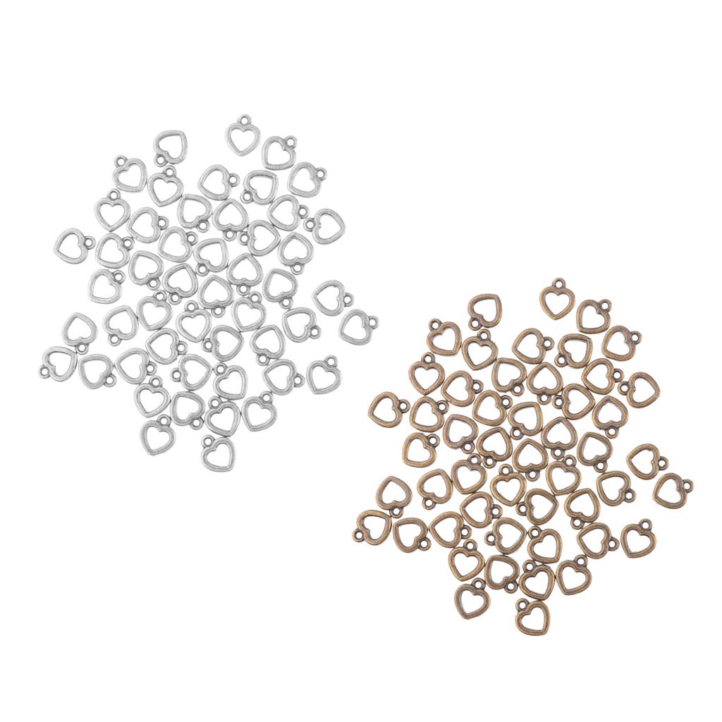 100 Pieces Hollow Mini Heart Charms DIY Crafts Necklace Earring Findings