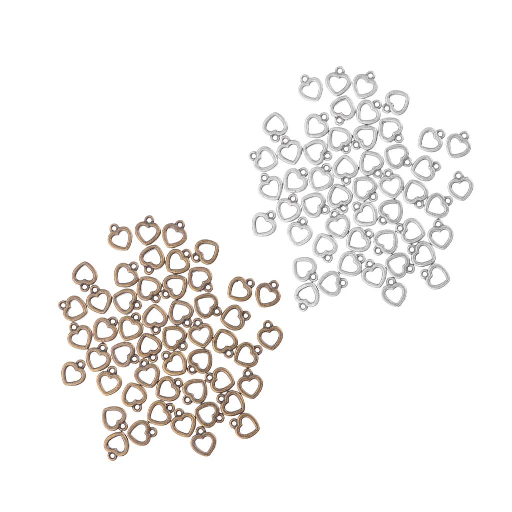 100 Pieces Hollow Mini Heart Charms DIY Crafts Necklace Earring Findings