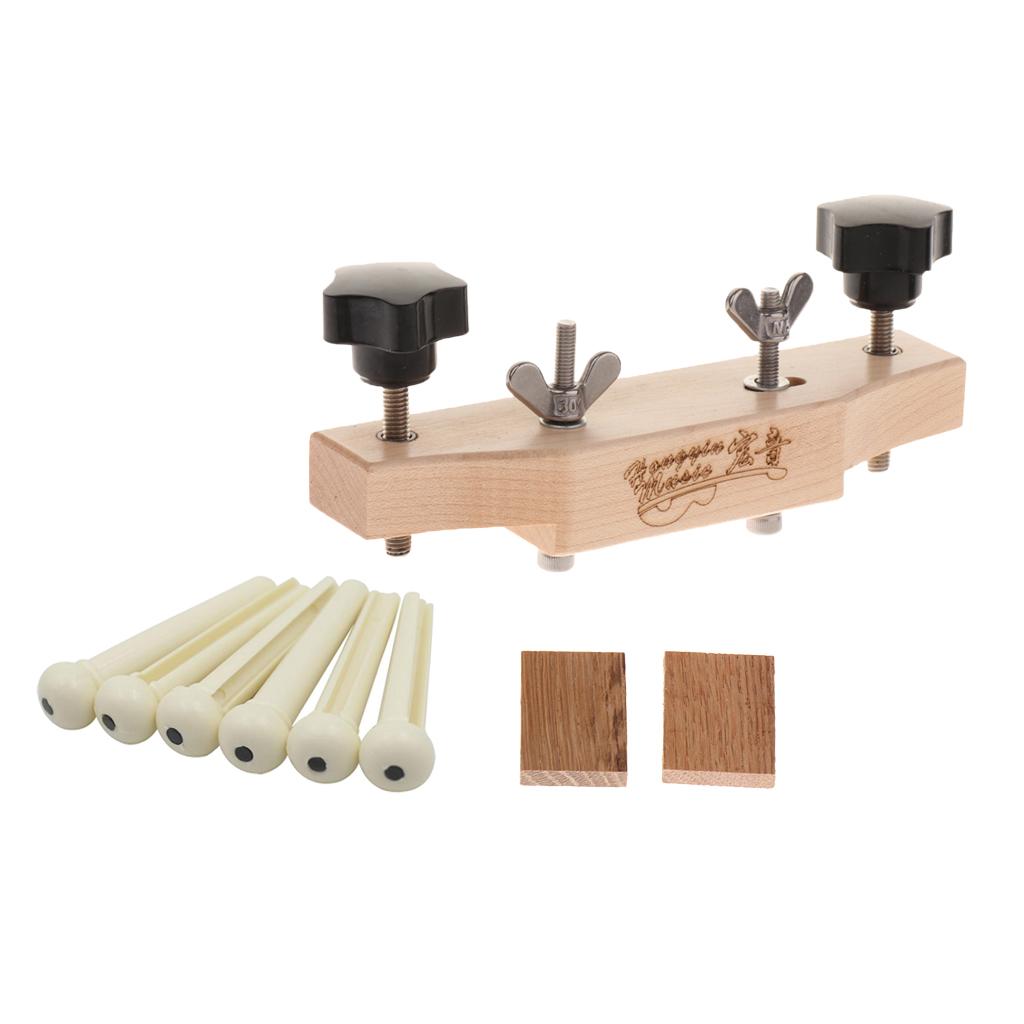 6 Pieces Bridge Pins with Guitar Bridge Clamp Set for Acoustic Guitar Parts