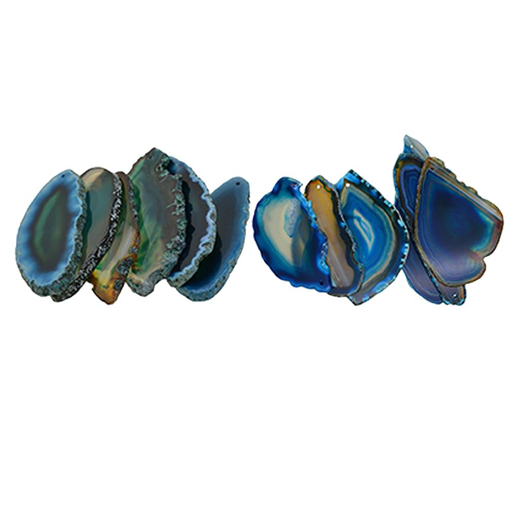 12Pcs Natural Agate Polished Quartz Crystal Slice Pendant DIY Jewelry Making