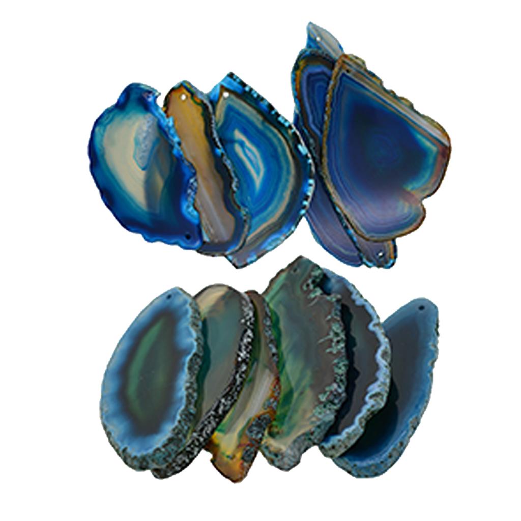 12Pcs Natural Agate Polished Quartz Crystal Slice Pendant DIY Jewelry Making