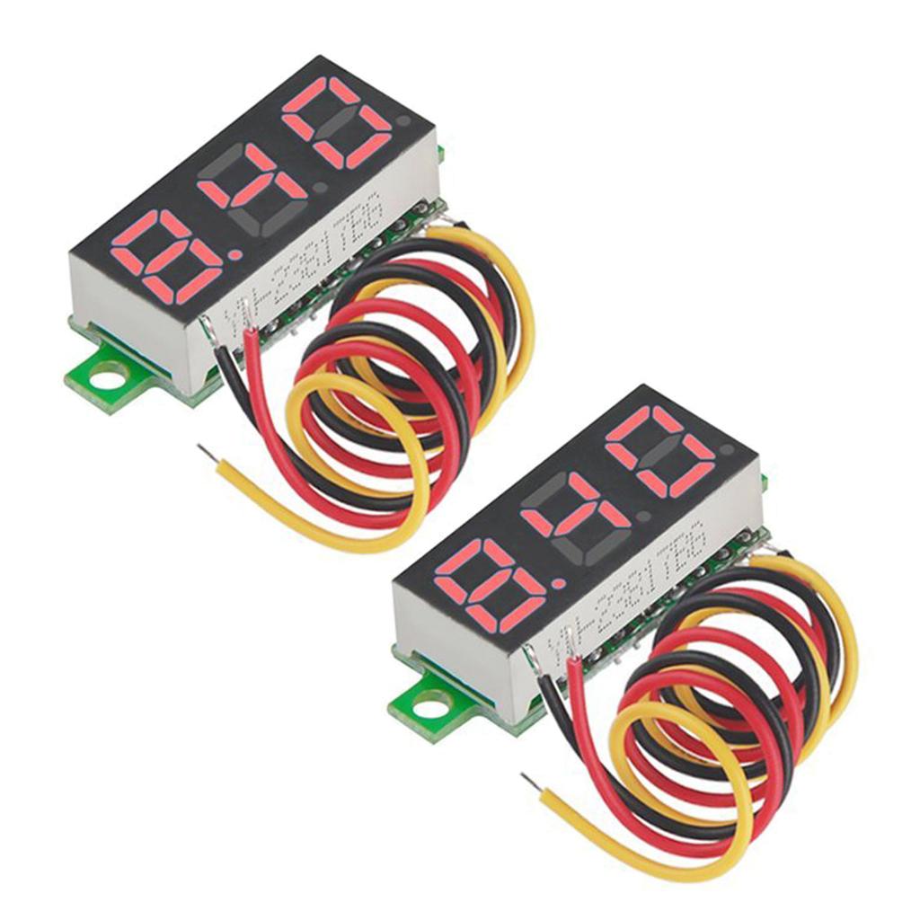 2PCS 0.28In 3Wire LED DC 0-100V Voltmeter Digital Voltage Meter Tester Red
