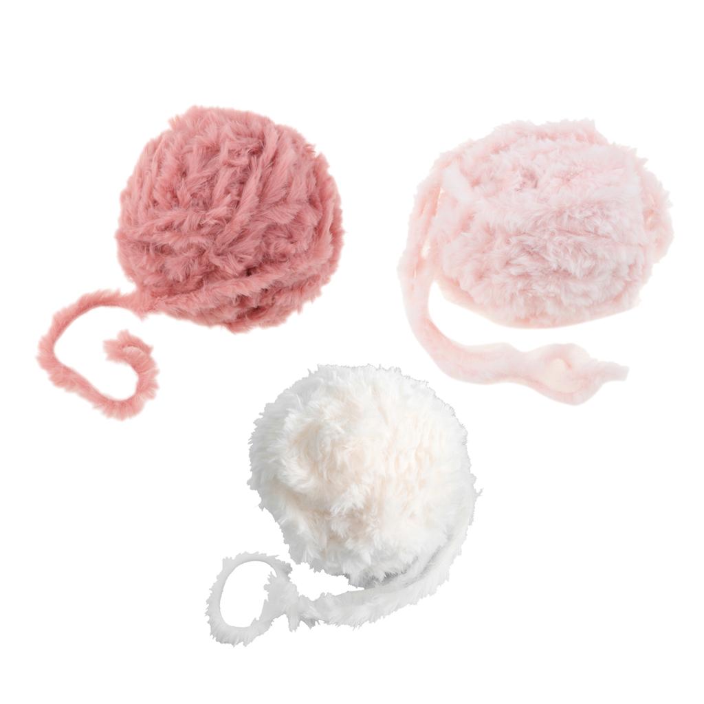 3 Pieces 32 Meters Soft Faux Fur Yarn for Crocheting Knitting