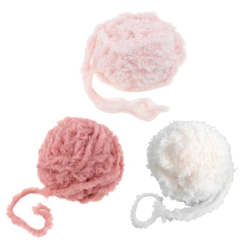 3 Pieces 32 Meters Soft Faux Fur Yarn for Crocheting Knitting