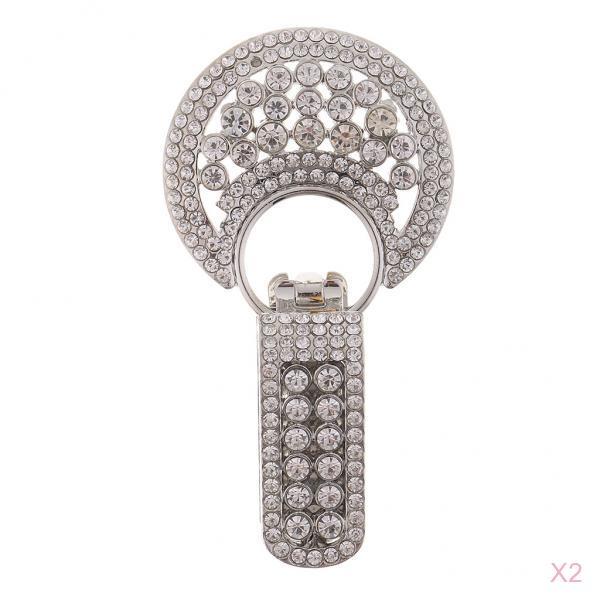 2pcs Rhinestone Button Duck-mouth Buckle Fastener for Clothing Decor Silver