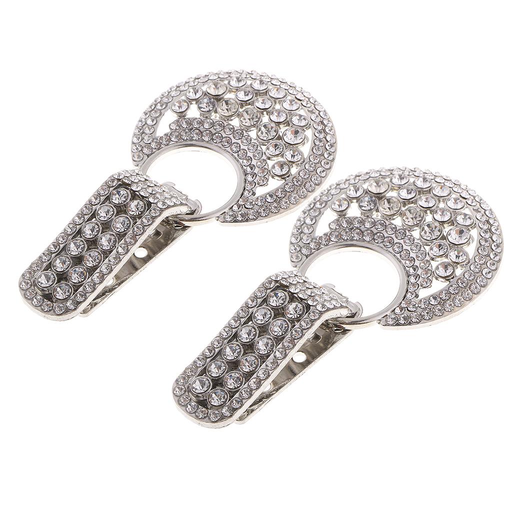 2pcs Rhinestone Button Duck-mouth Buckle Fastener for Clothing Decor Silver