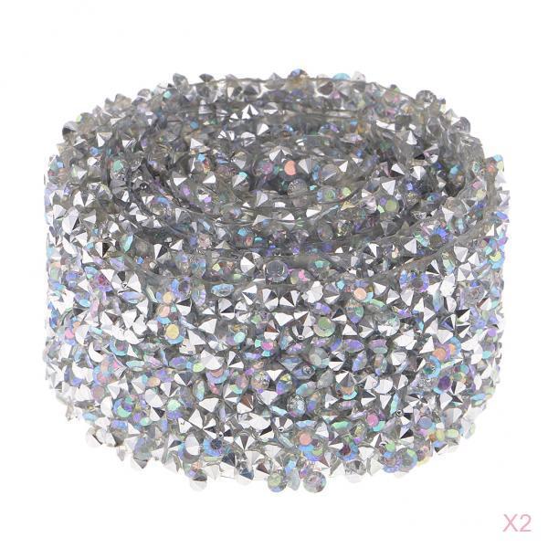 2pcs 1 Yard 30mm Rhinestone Applique Iron on Trim Wedding Belt Sash Dress