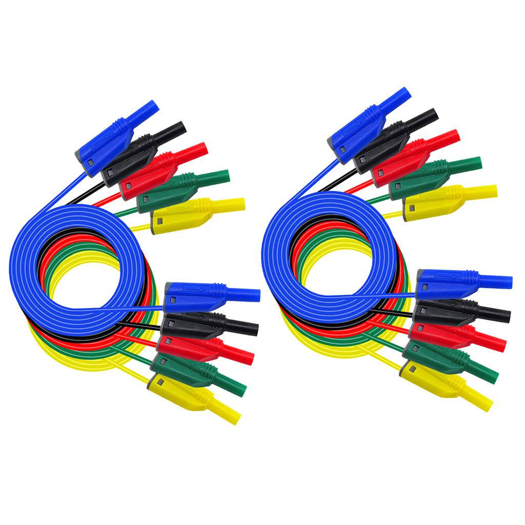 10X Stackable 4mm Banana to Banana Plug Socket Test Lead 14awg Silicone Wire