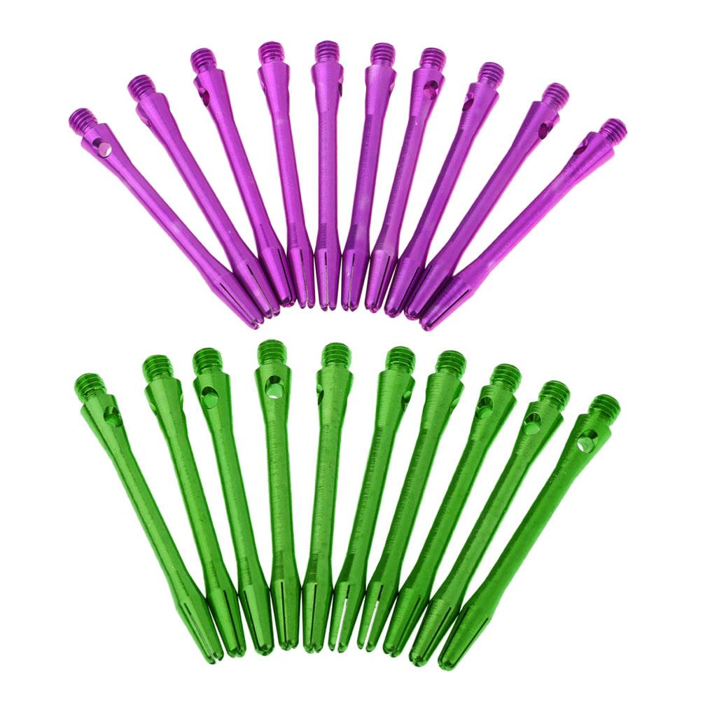 20 Pieces Universal Aluminum Alloy 2BA Dart Stems Medium Green & Purple
