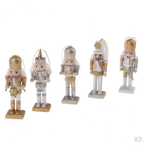 15 Pieces 12cm Wooden Nutcracker Solider Figure Model Puppet Doll Home Decor