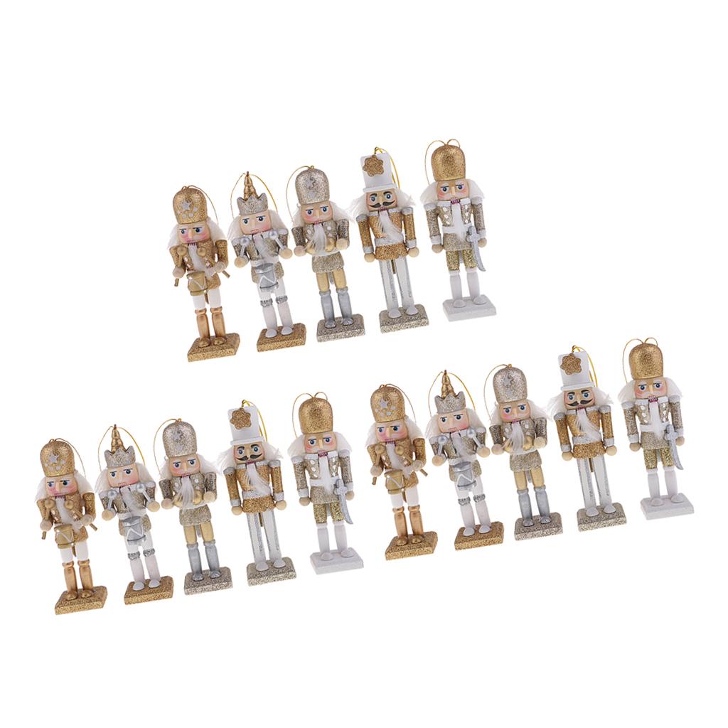 15 Pieces 12cm Wooden Nutcracker Solider Figure Model Puppet Doll Home Decor
