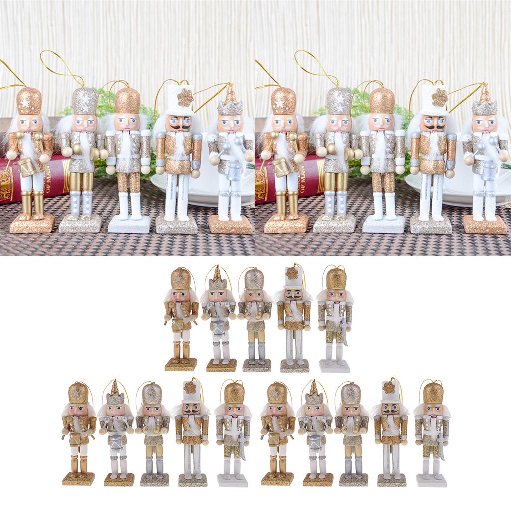 15 Pieces 12cm Wooden Nutcracker Solider Figure Model Puppet Doll Home Decor