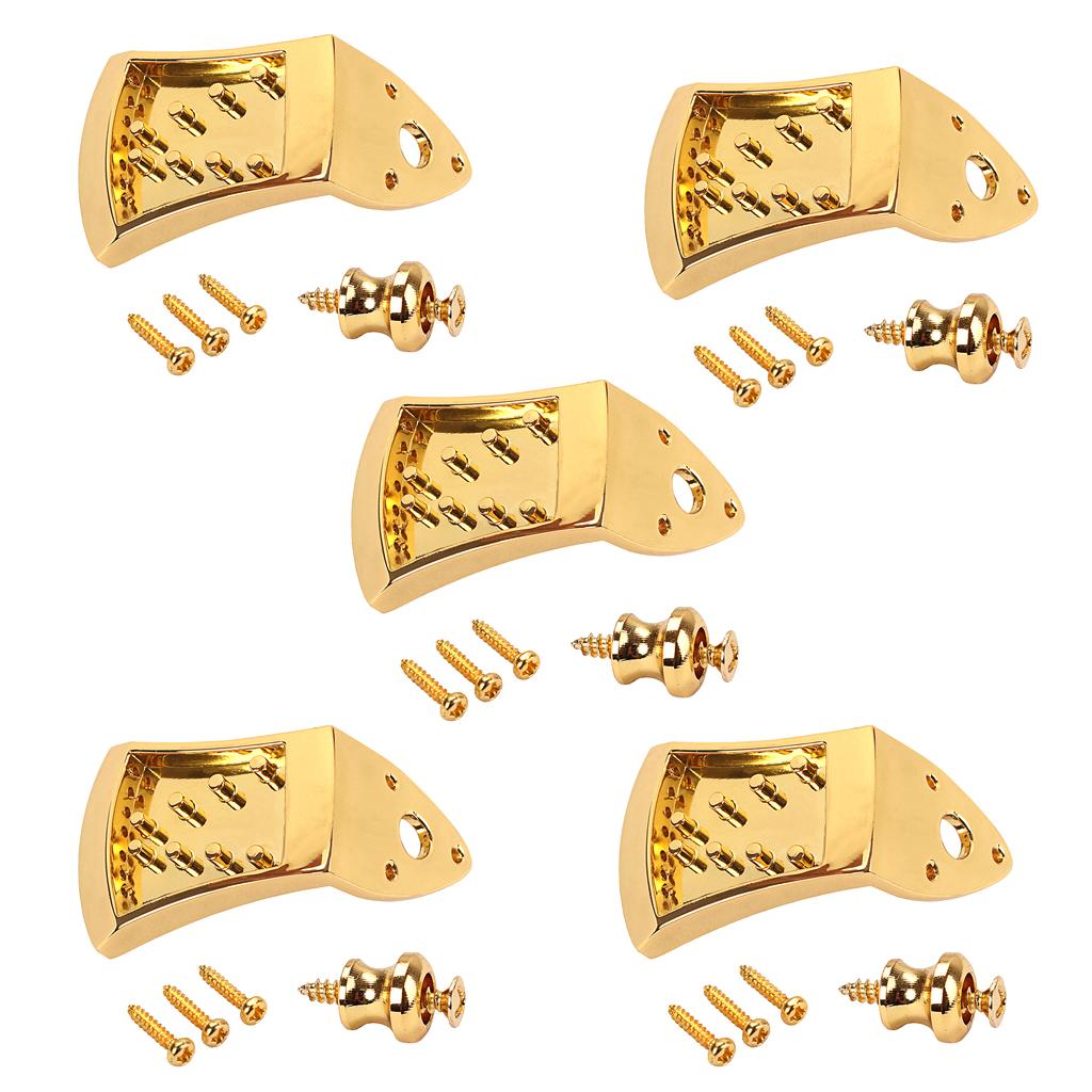 1 Pack Triangle 8 Strings Mandolin Tailpiece with Strap Buttons Screws