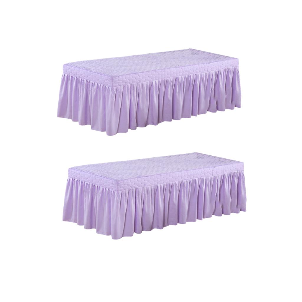 2xMassage Table Skirt Beauty Bed Cover Valance Sheet Light Purple